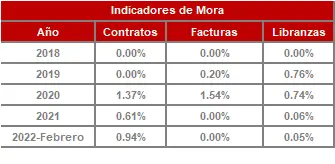 FIC 365 FEB-Histórico Indicadores de Mora